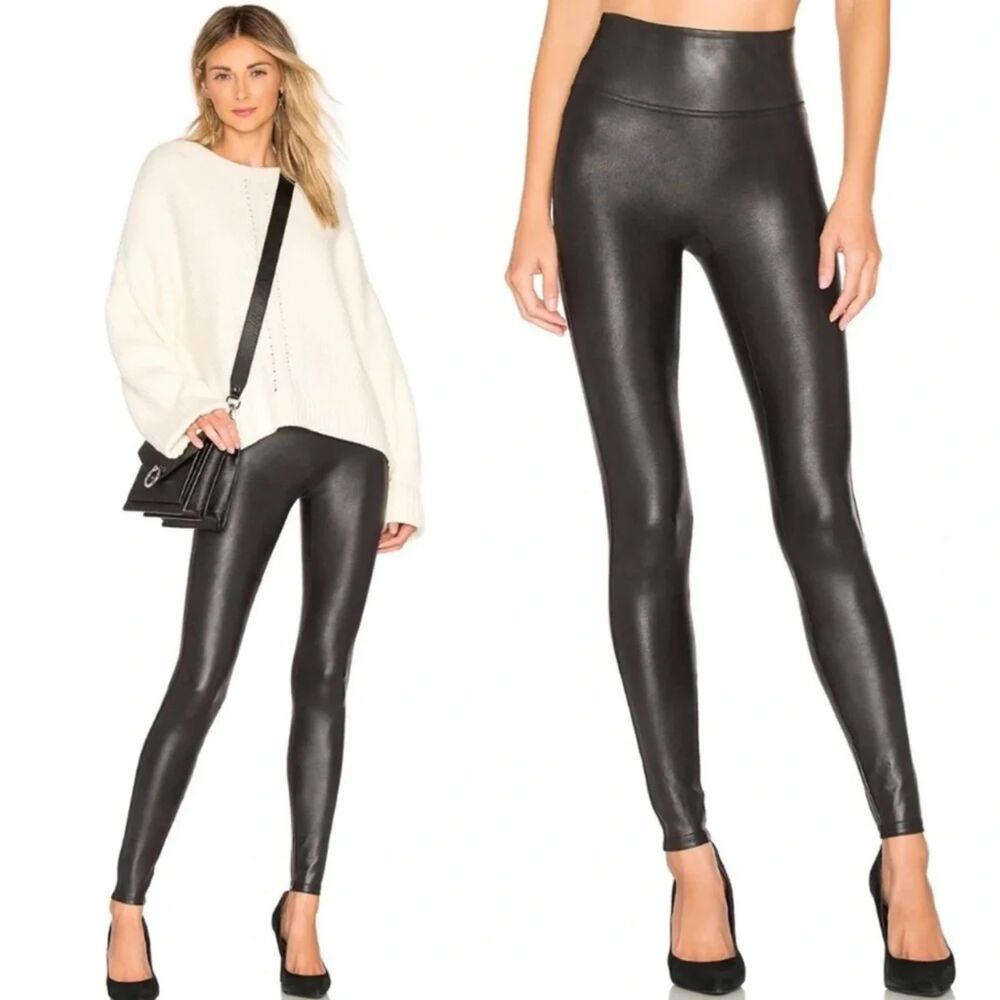 Spanx Black Faux Leather Leggings (L) NWT
